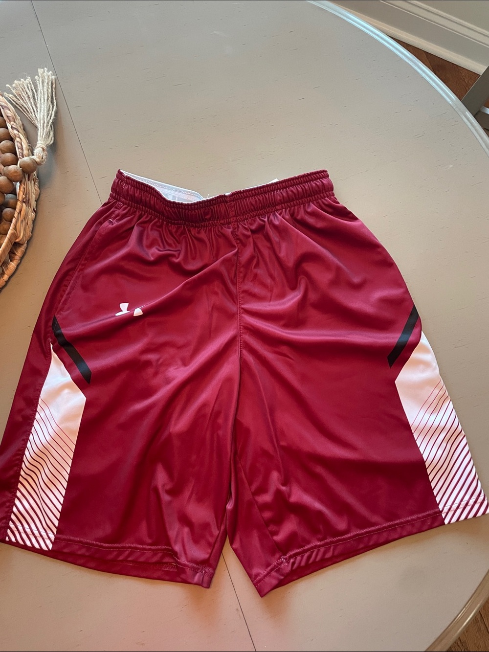 Men's Maroon Athletic Shorts with White Accent small